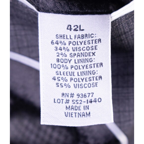 J.Ferrar Men's Sport Coat Blazer Two Button Charcoal Plaid Poly Blend Slim 42L - Picture 11 of 13